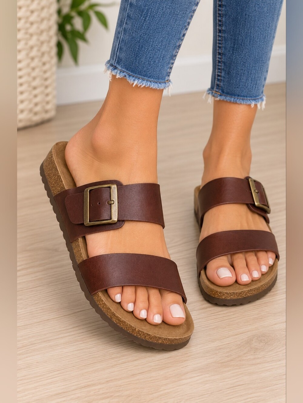 Bjorndal Brown Buckle Slide Comfort Sandals Women’s Size 9